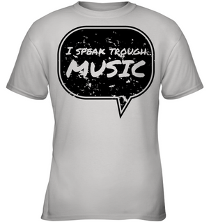 I speak through Music (Black) - Gildan Youth Short Sleeve T-Shirt