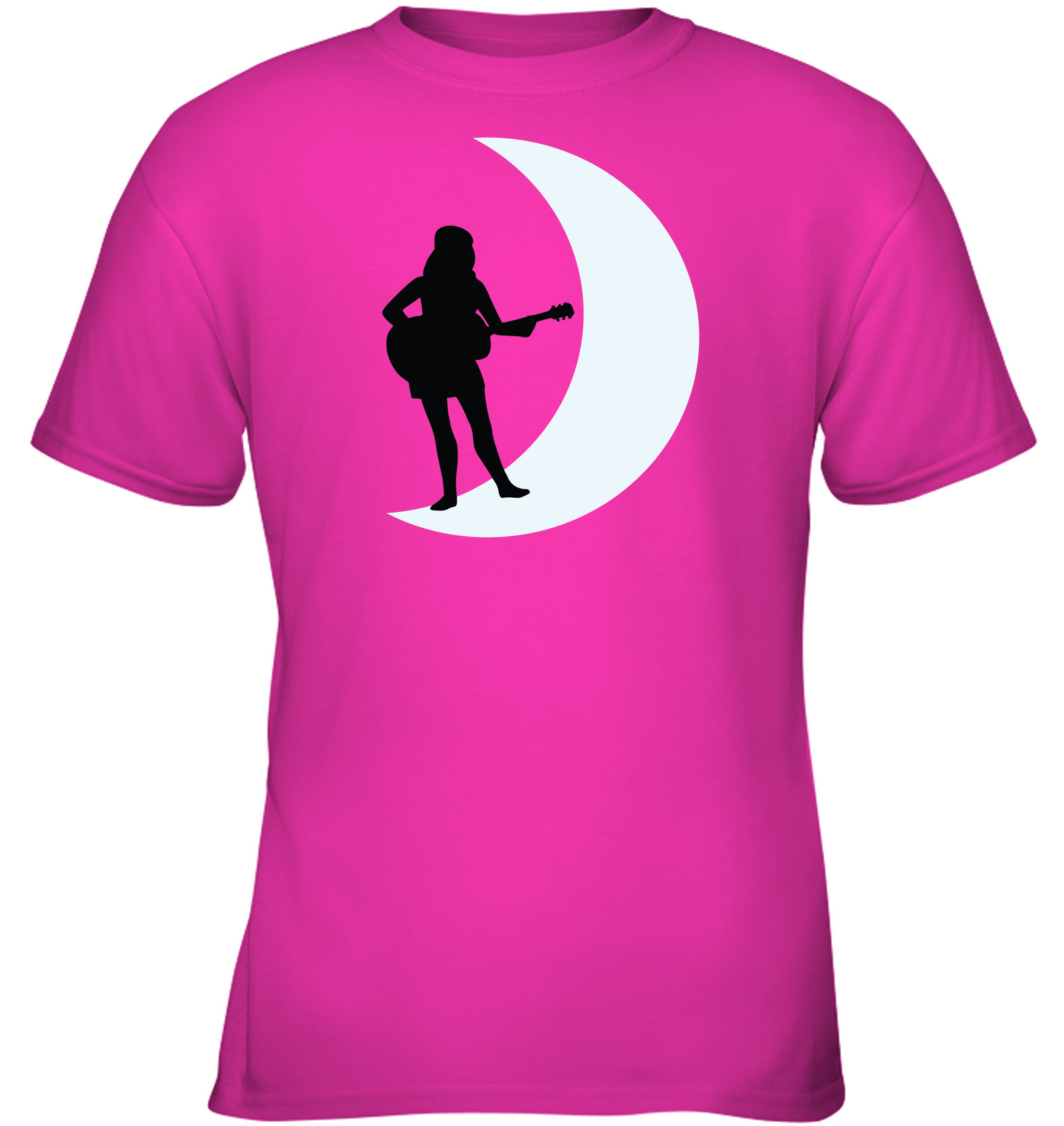 Moonlight Guitar Player White - Gildan Youth Short Sleeve T-Shirt
