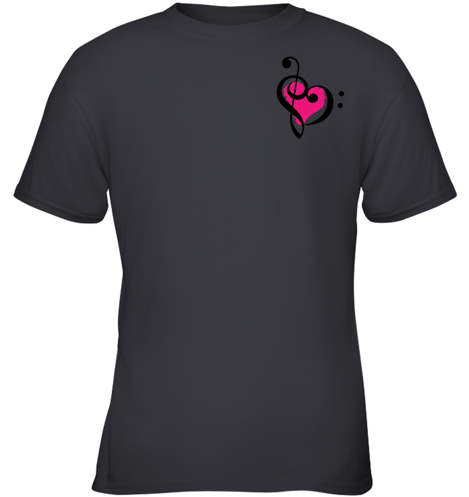 Treble Bass Pink Heart (Pocket Size) - Gildan Youth Short Sleeve T-Shirt