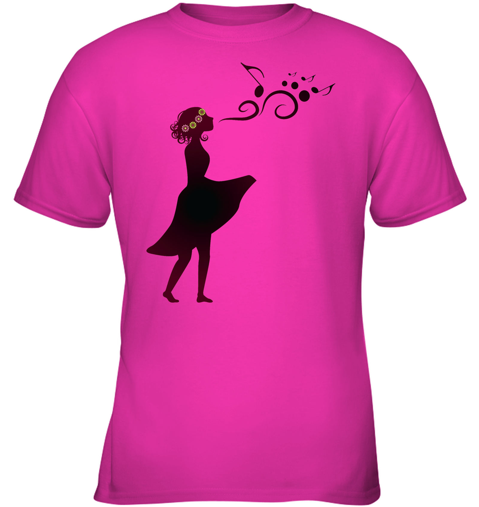Girl Singing Silhouette - Gildan Youth Short Sleeve T-Shirt