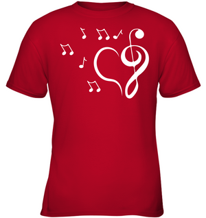 Musical heart with floating notes - Gildan Youth Short Sleeve T-Shirt