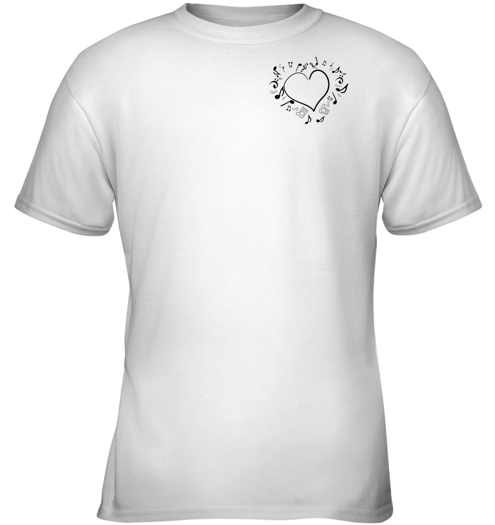 Floating Notes Heart Black (Pocket Size) - Gildan Youth Short Sleeve T-Shirt