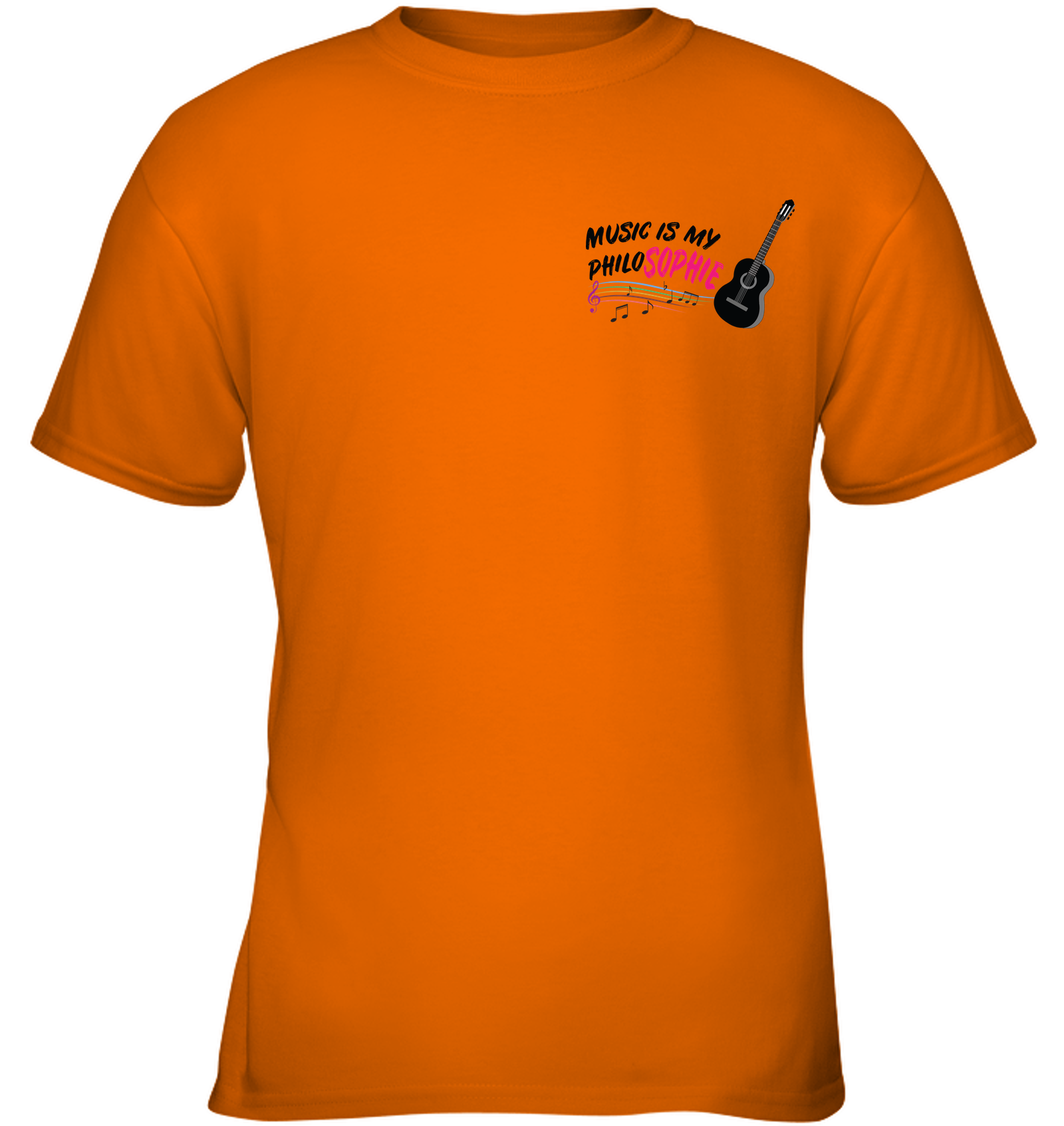 Music is my Philo-Sophie Colorful + Guitar (Pocket Size) - Gildan Youth Short Sleeve T-Shirt