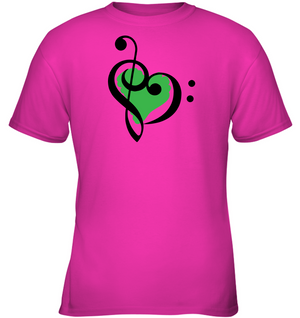 Treble Bass Green Heart - Gildan Youth Short Sleeve T-Shirt