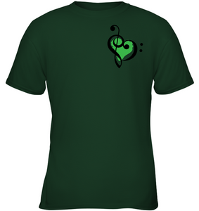 Treble Bass Green Heart (Pocket Size) - Gildan Youth Short Sleeve T-Shirt