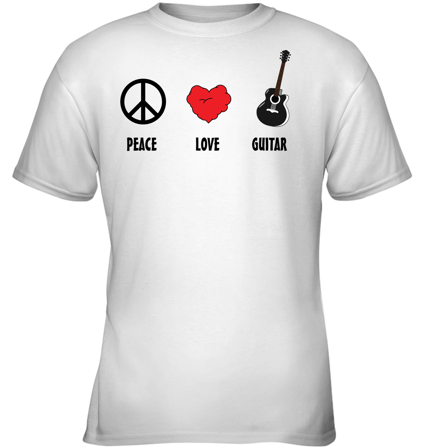 Peace Love Guitar - Gildan Youth Short Sleeve T-Shirt