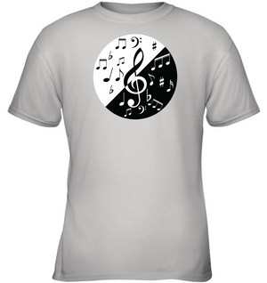 Musical Circle White Black - Gildan Youth Short Sleeve T-Shirt