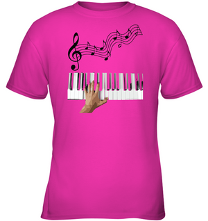 Playin the Keyboard Black Notes - Gildan Youth Short Sleeve T-Shirt