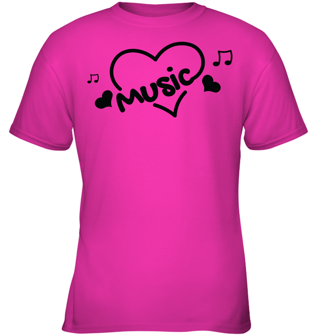 Music Hearts and Notes - Gildan Youth Short Sleeve T-Shirt