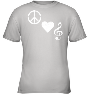 Peace Heart Musical Clef - Gildan Youth Short Sleeve T-Shirt