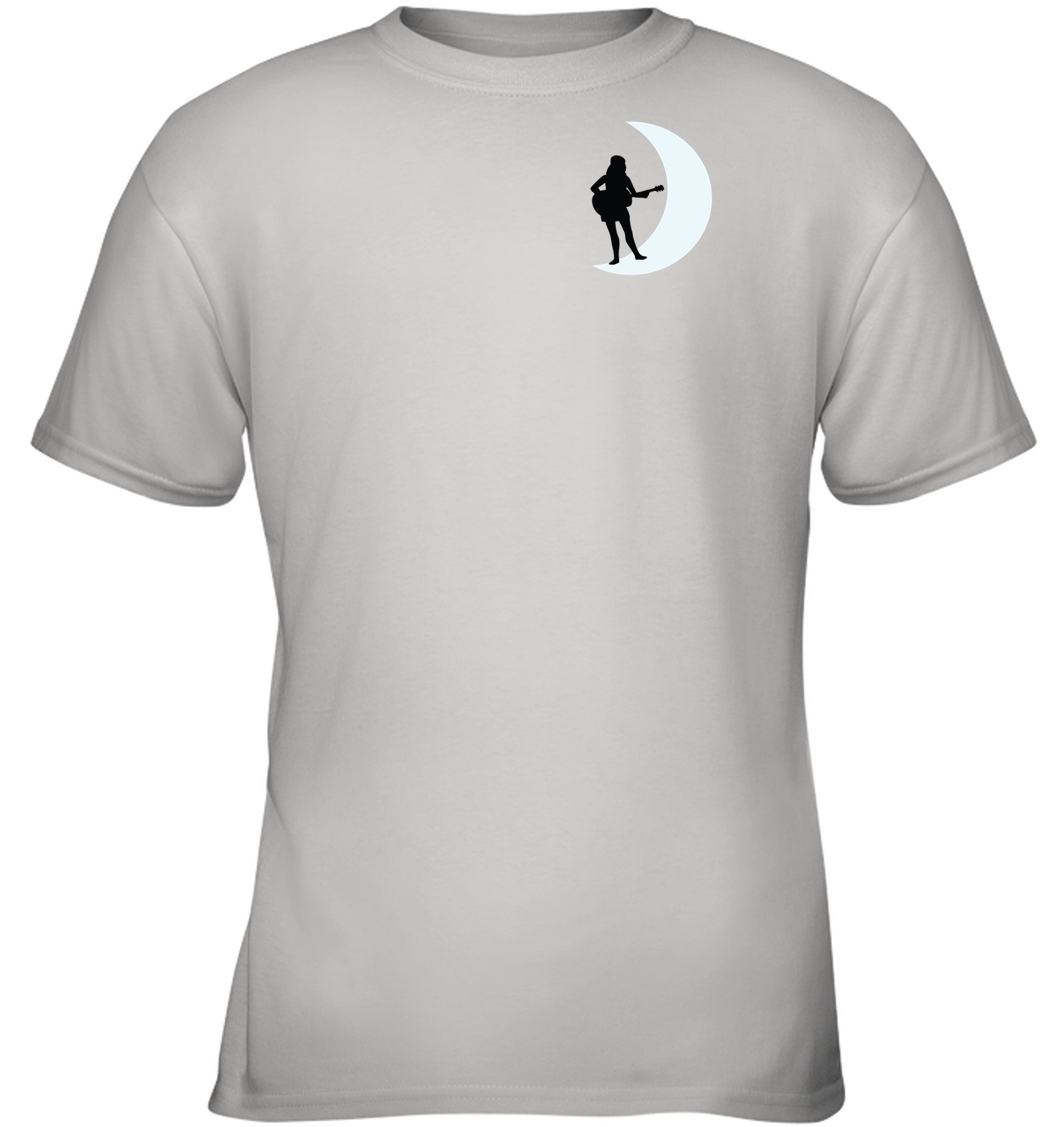 Moonlight Guitar Player White (Pocket Size) - Gildan Youth Short Sleeve T-Shirt