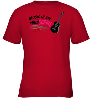 Music is my Philo-Sophie Colorful + Guitar - Gildan Youth Short Sleeve T-Shirt