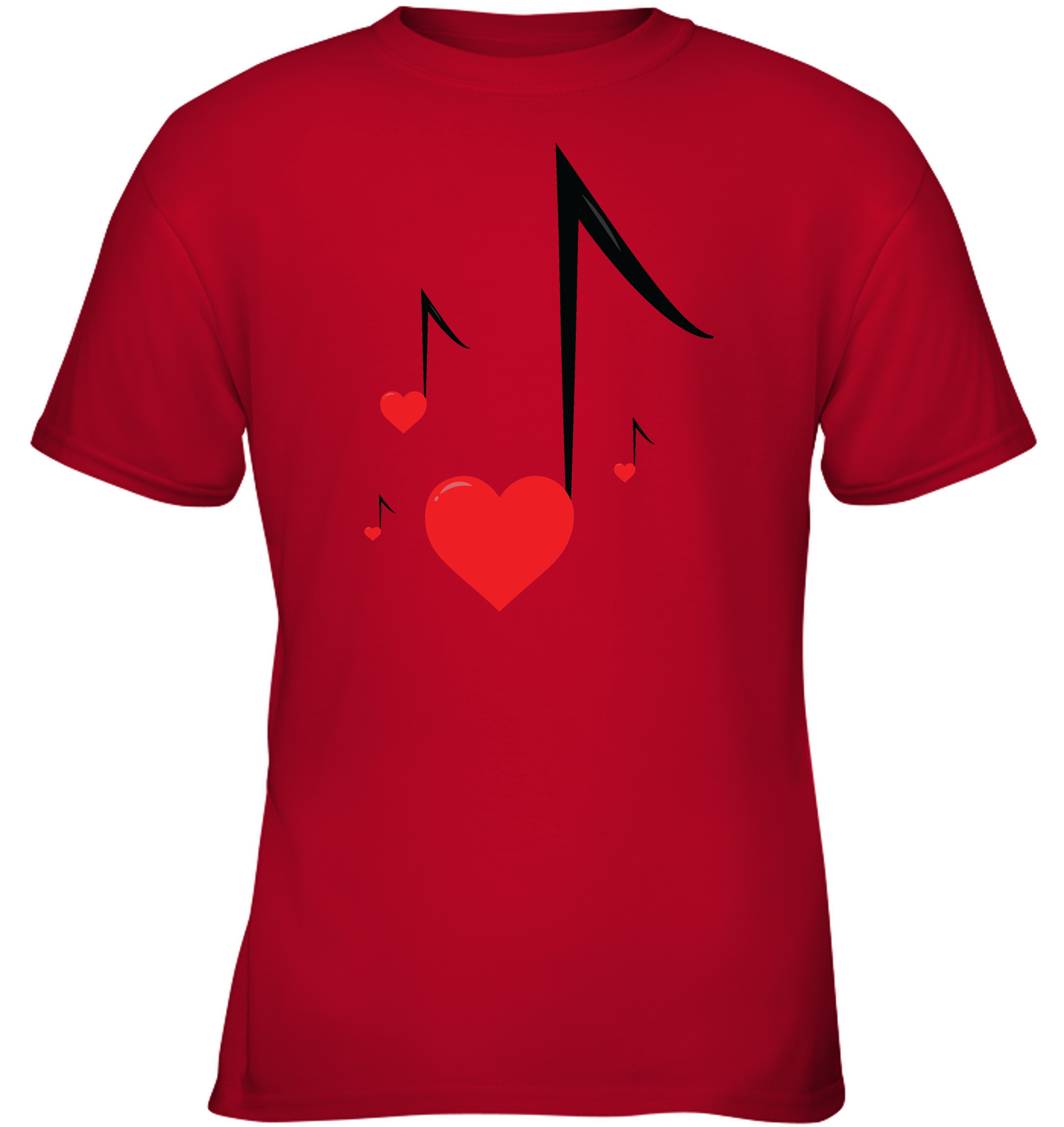Four Floating Heart Notes  -  Gildan Youth Short Sleeve T-Shirt