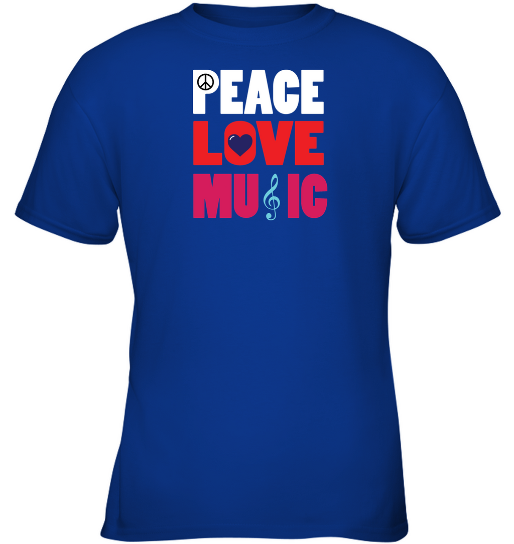 Peace Love Music - Gildan Youth Short Sleeve T-Shirt