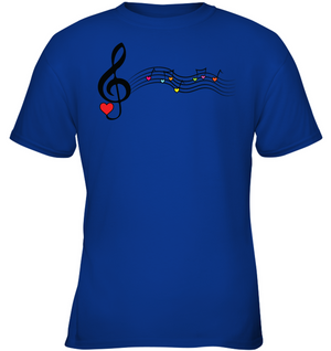 Musical Waves, Heart Notes and Colors - Gildan Youth Short Sleeve T-Shirt