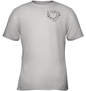 Floating Notes Heart Black (Pocket Size) - Gildan Youth Short Sleeve T-Shirt