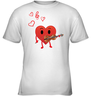 Heart Playing Violin  -  Gildan Youth Short Sleeve T-Shirt
