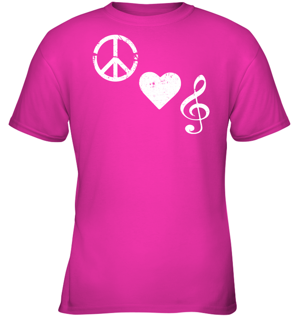Peace Heart Musical Clef - Gildan Youth Short Sleeve T-Shirt