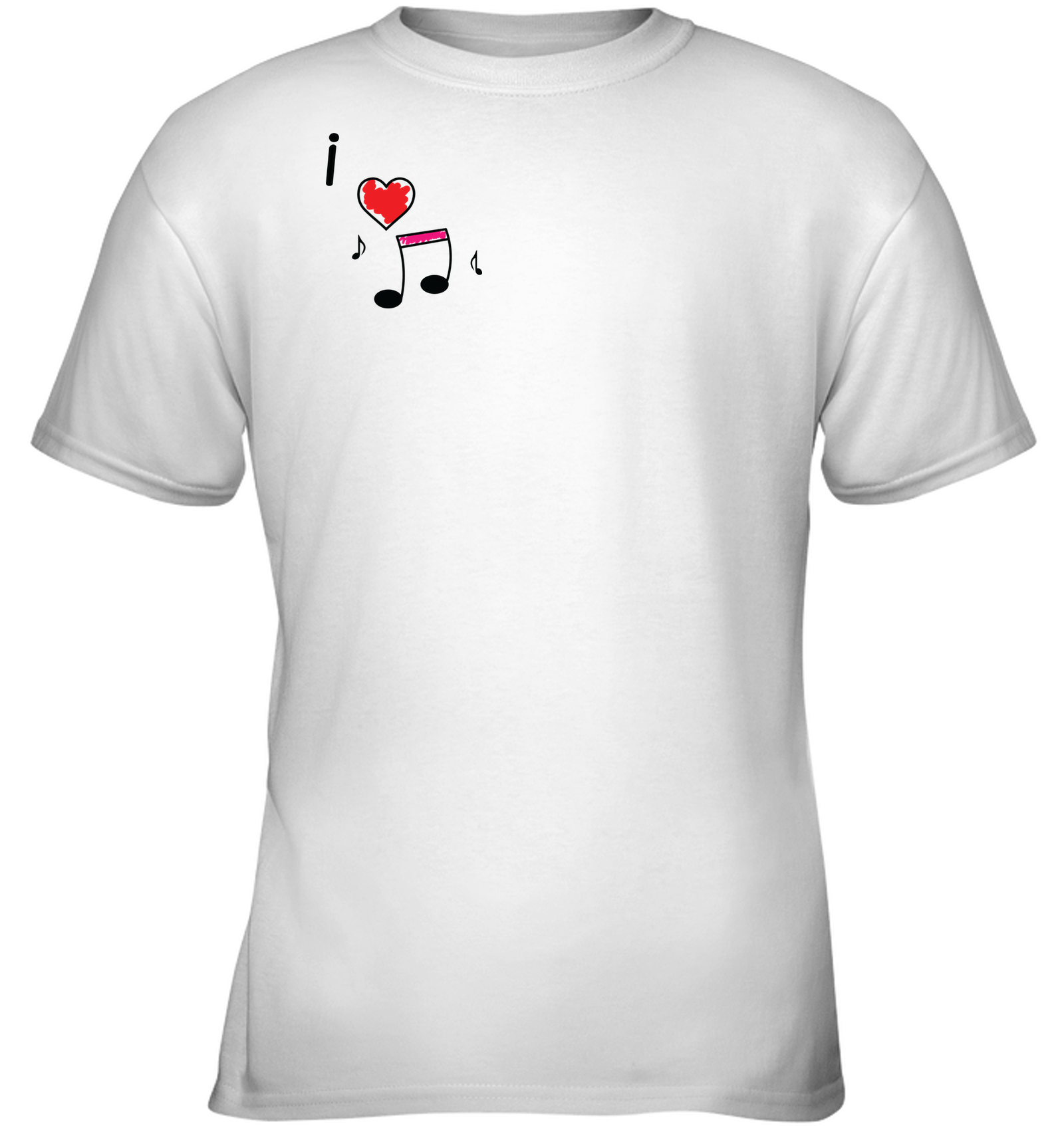 I Love Music Hearts and Fun (Pocket Size) - Gildan Youth Short Sleeve T-Shirt