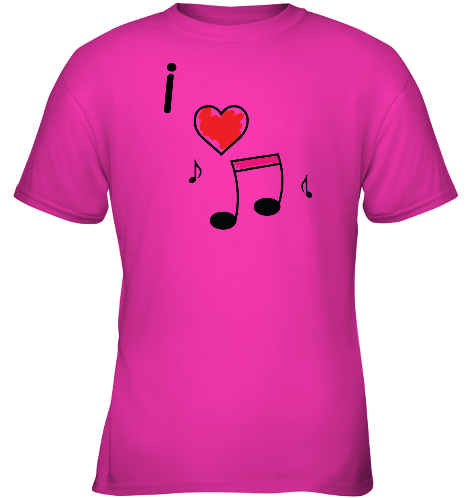 I Love Music Hearts and Fun - Gildan Youth Short Sleeve T-Shirt