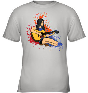 Girl Playing Guitar Splash - Gildan Youth Short Sleeve T-Shirt
