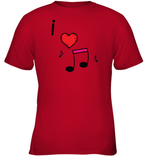 I Love Music Hearts and Fun - Gildan Youth Short Sleeve T-Shirt