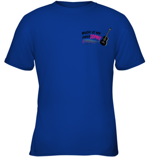 Music is my Philo-Sophie Colorful + Guitar (Pocket Size) - Gildan Youth Short Sleeve T-Shirt