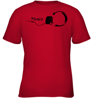 Black Headphones - Gildan Youth Short Sleeve T-Shirt