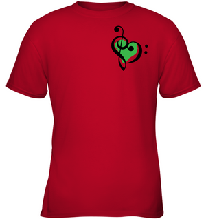 Treble Bass Green Heart (Pocket Size) - Gildan Youth Short Sleeve T-Shirt