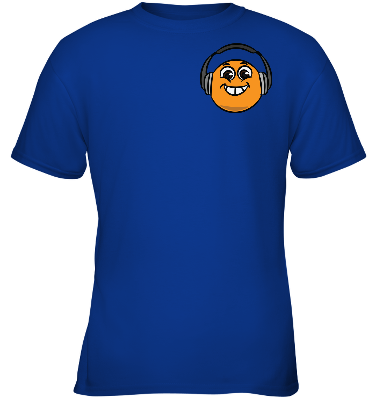Eager Orange with Headphone (Pocket Size) - Gildan Youth Short Sleeve T-Shirt