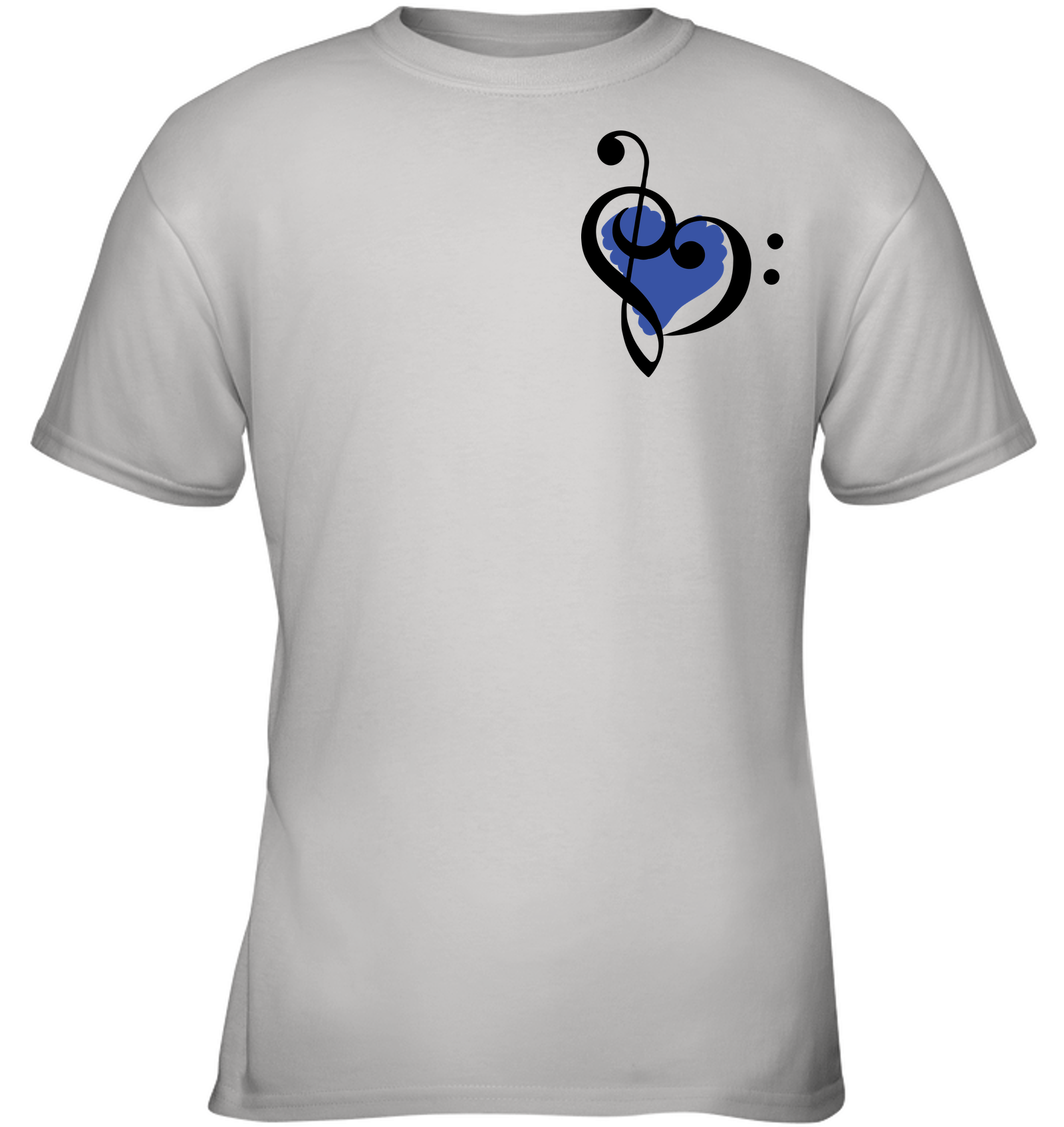 Treble Bass Blue Heart (Pocket Size) - Gildan Youth Short Sleeve T-Shirt