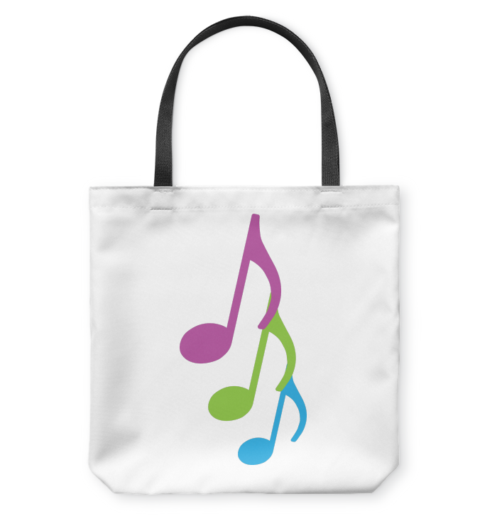 Three colorful musical notes - Basketweave Tote Bag