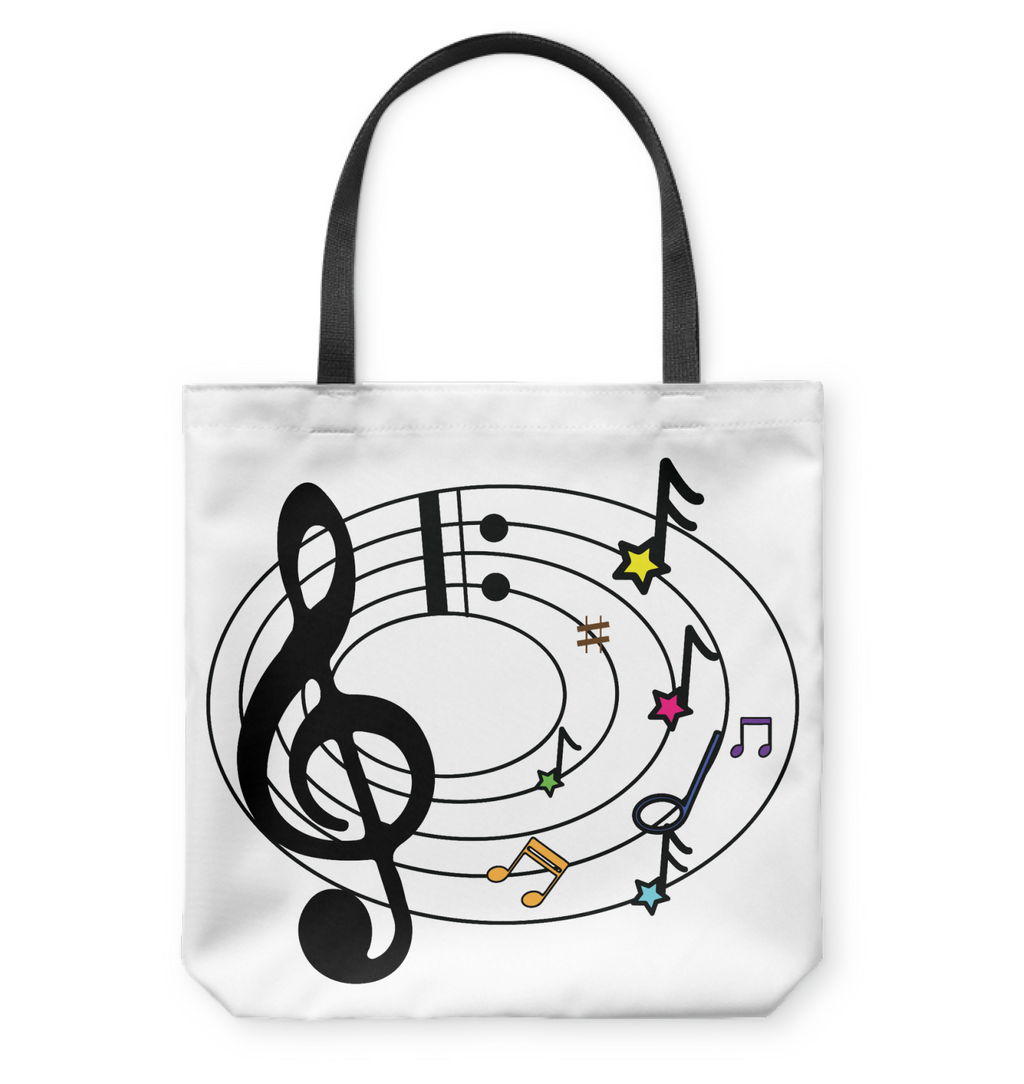 Musical Notes Spiral - Basketweave Tote Bag