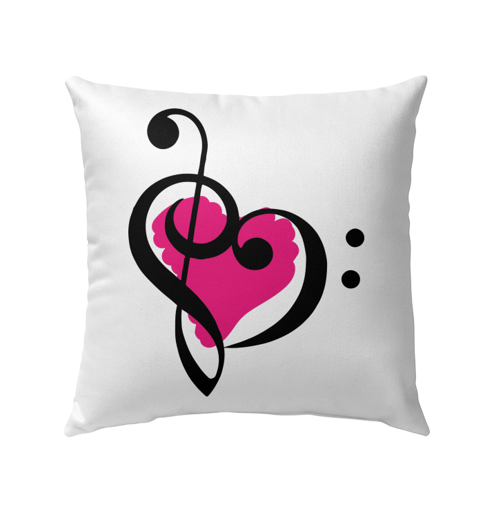 Treble Bass Pink Heart - Outdoor Pillow