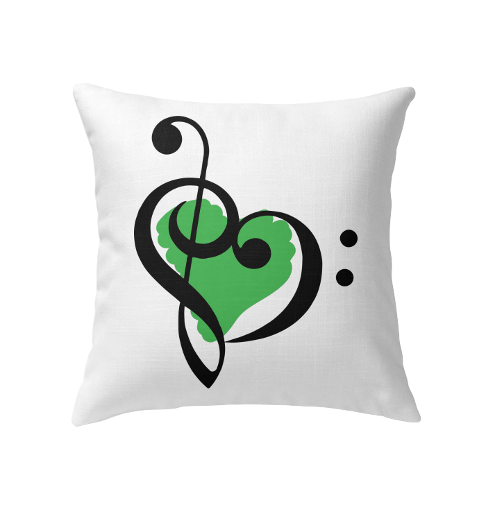 Treble Bass Green Heart - Indoor Pillow