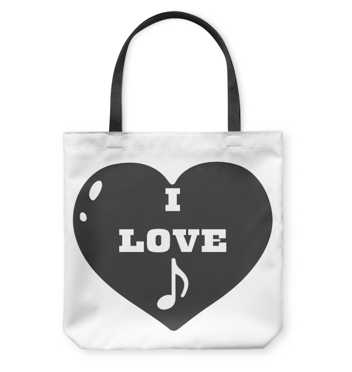 I Love Note Heart - Basketweave Tote Bag