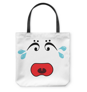 I Miss Music Teary Face - Basketweave Tote Bag