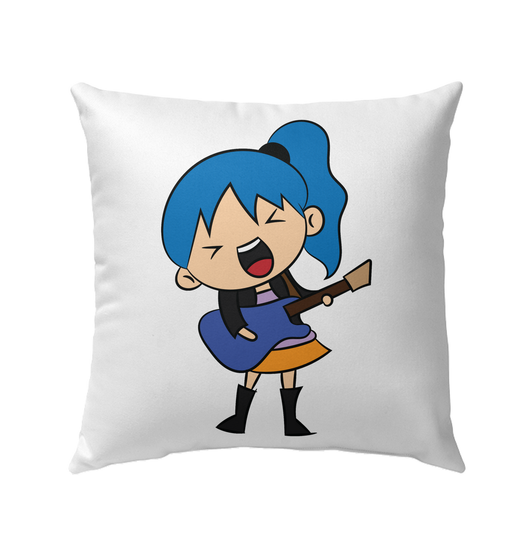 Girl Singin with Guitar - Outdoor Pillow