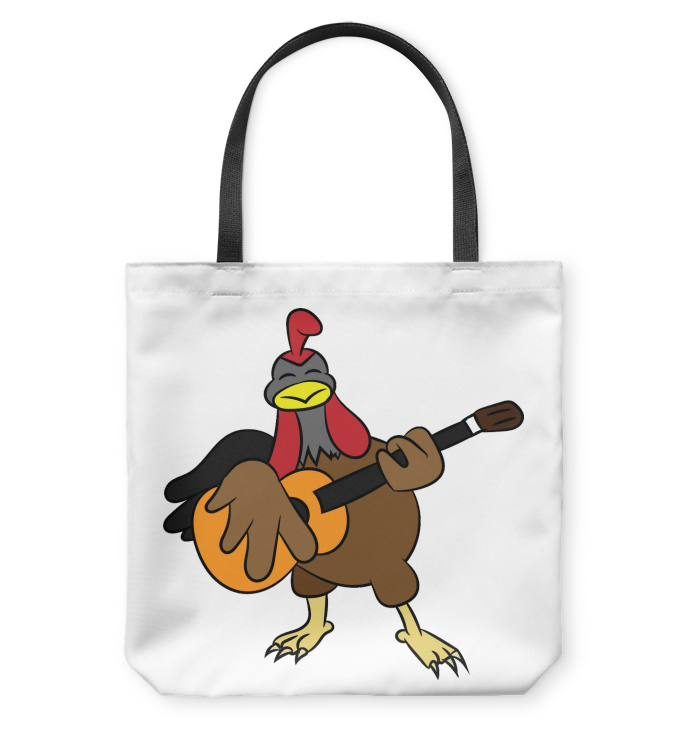 Chicken with Guitar - Basketweave Tote Bag