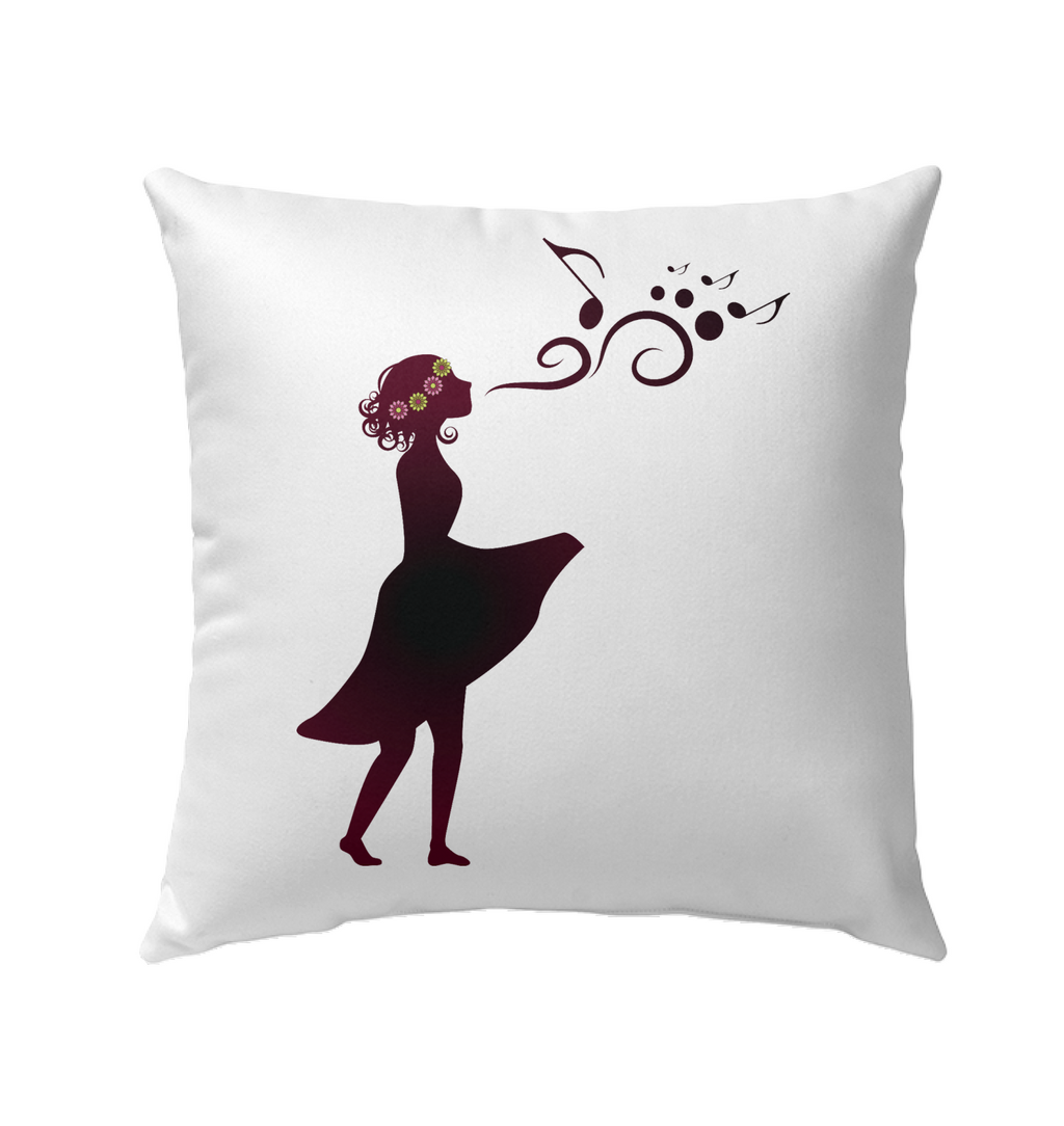 Girl Singing Silhouette - Outdoor Pillow