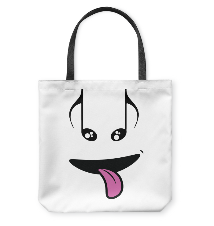 Silly Note Face - Basketweave Tote Bag