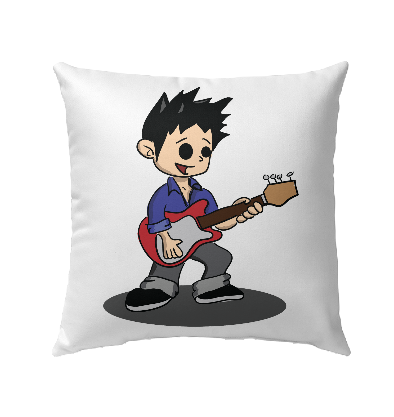 Boy Playing Guitar - Outdoor Pillow