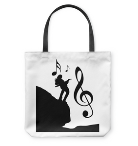 Playin Guitar on the Hill - Basketweave Tote Bag