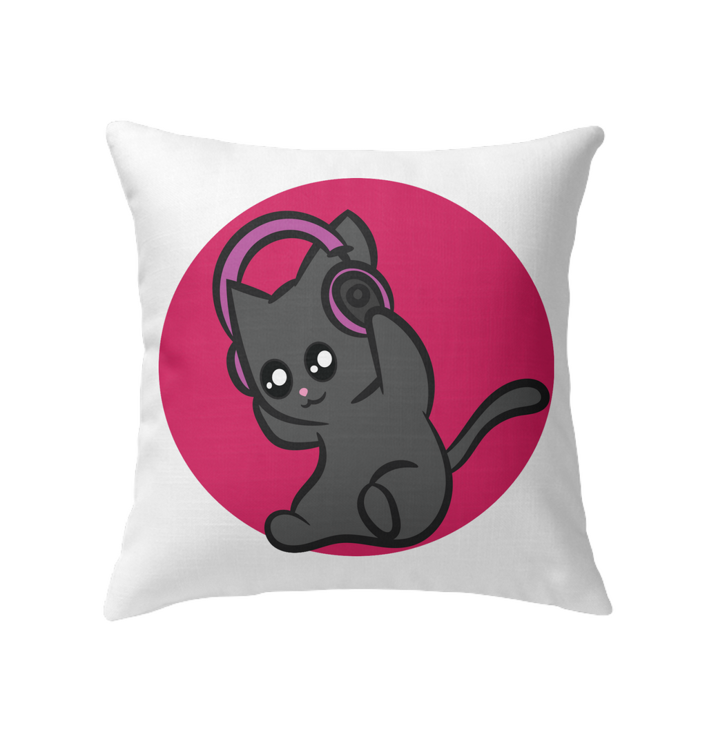 Cat with Headphone - Indoor Pillow