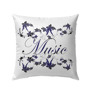 Music with Flowers - Outdoor Pillow