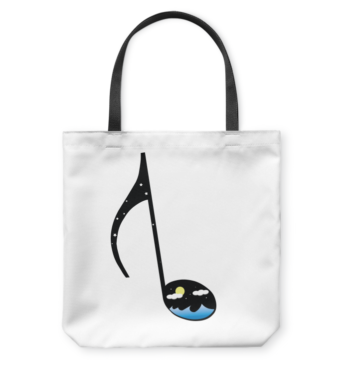 Night Seas Note - Basketweave Tote Bag