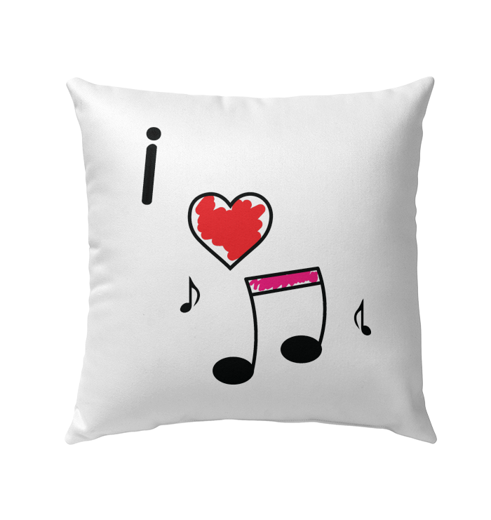 I Love Music Hearts and Fun - Outdoor Pillow