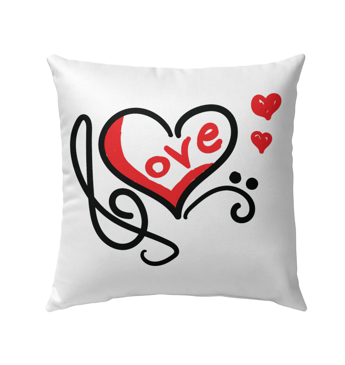 Love Music Heart Red - Outdoor Pillow