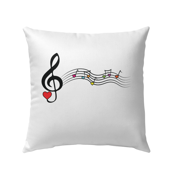 Musical Waves, Heart Notes and Colors - Outdoor Pillow