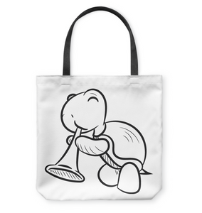 Turtle with Trumpet - Basketweave Tote Bag
